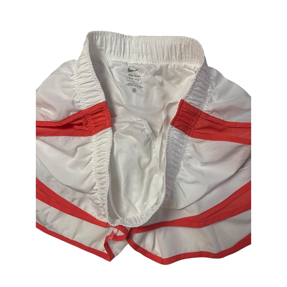 Nike Tempo Dri-FIT Womens Running Shorts White Coral Red HM6096-101 Size L NWT - Picture 2 of 4